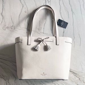 Kate Spade New York Medium Hayes Tote Bag in White Leather (RETAIL $390)